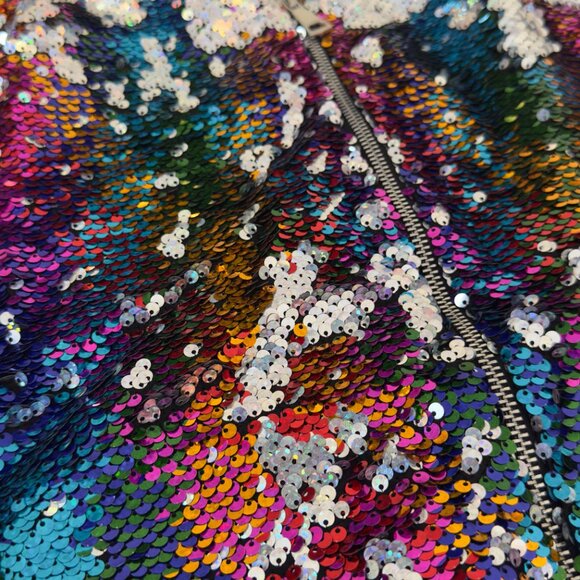 Vintage JoJo Siwa Flip Sequin Bomber Jacket Rainbow Girl's XL - Picture 4 of 5